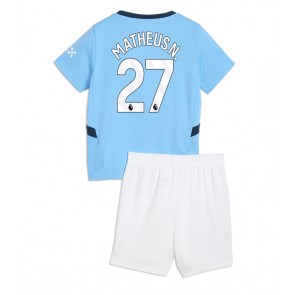 Manchester City Matheus Nunes #27 Hemmakläder Barn 2024-25 Kortärmad (+ Korta byxor)